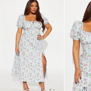 Floral Midi Dress - Blue